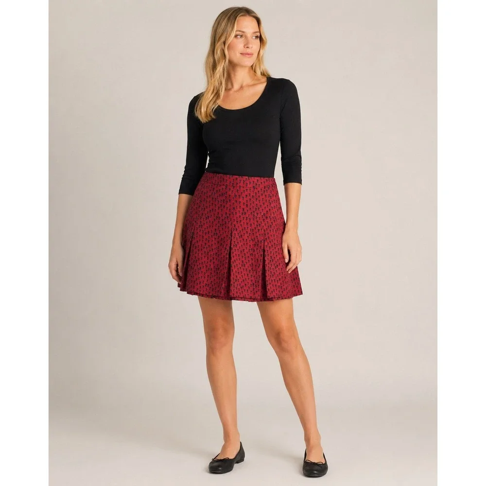 Marc by‎ Marc Jacobs 100% Silk Pleated Mini Skirt Red Navy Size 4